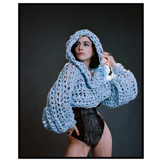 CHUNKY CROCHETED SHRUG WITH HOOD